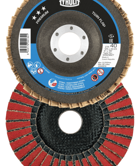 Flap disc Premium TWINFLAP for steel and stainless steel