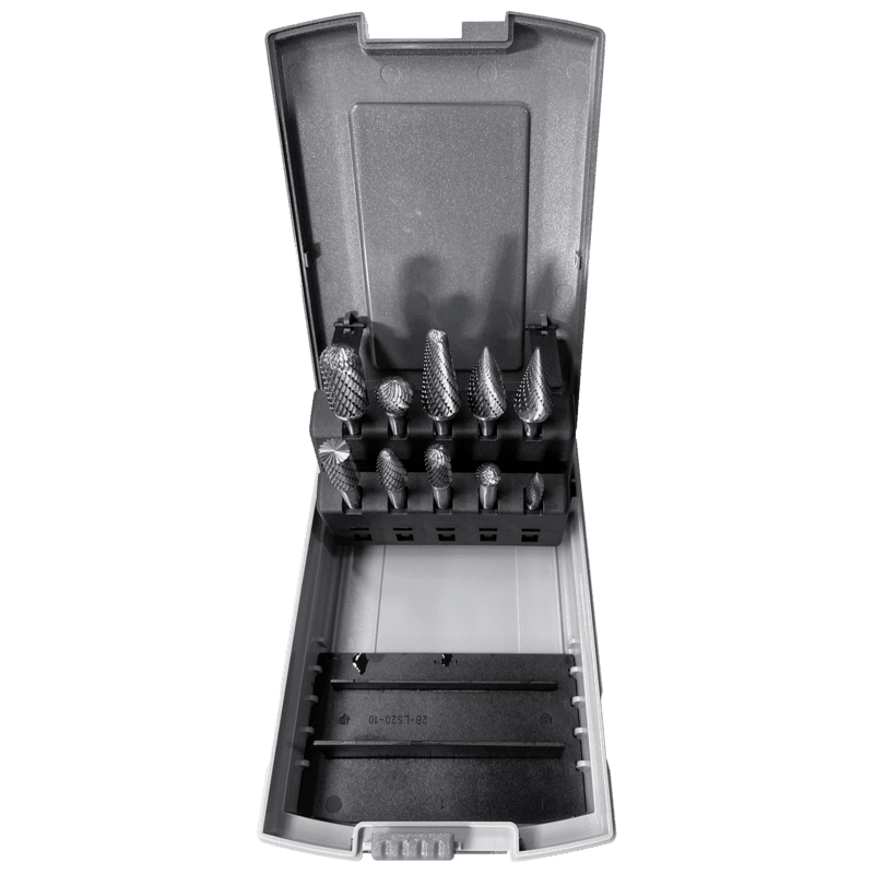 Tungsten carbide burrs set Premium for cast iron, INOX and steel