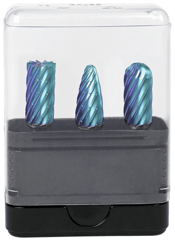 Set Tungsten carbide burrs PREMIUM MX-HPC for cast iron, INOX and steel
