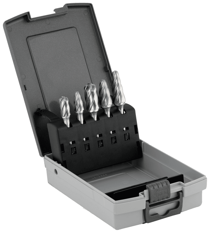 Tungsten carbide burrs set Premium for cast iron, INOX and steel