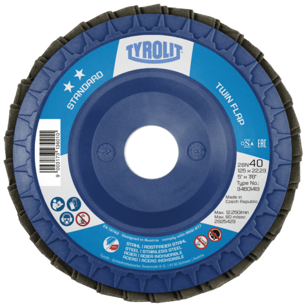 Flap disc Standard TWINFLAP for steel and stainless steel